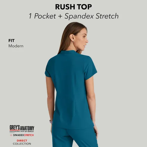 Vista 4 de BARCO Grey's Anatomy Spandex Stretch Direct - Camiseta médica para mujer, cuello a presión Bahama