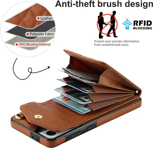 Vista 4 de Funda para teléfono Samsung Galaxy S21 5G de 6.2 pulgadas, funda tipo cartera con protector de pantalla de vidrio templado y correa cruzada