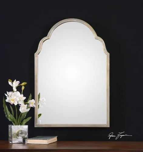Vista 2 de Brayden Petit - Espejo de pared con arco plateado de 20 1/4 pulgadas x 30 1/4 pulgadas