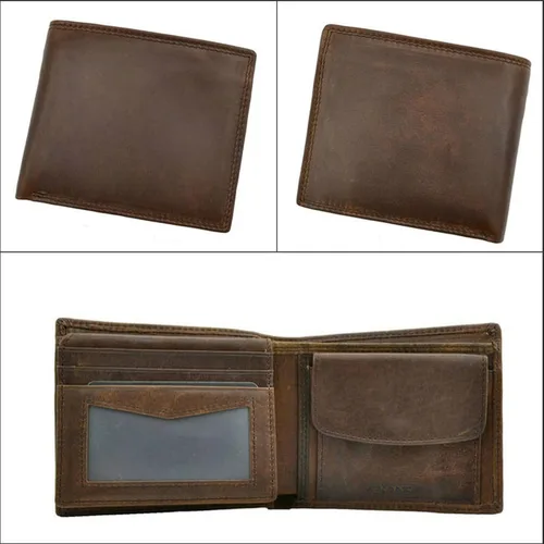 Vista 5 de ZAINJO Wallets For Men Cow Leather Men Wallets with Coin Pocket Vintage Male Purse Function Brown Genuine Leather Men Wallet with Card Holders