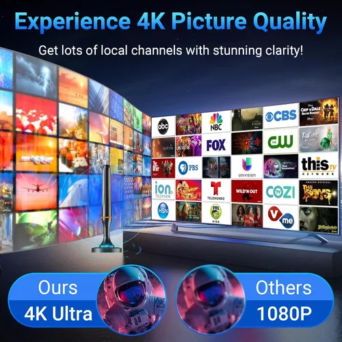 Vista 3 de Antena de TV digital para Smart Tv en interiores, antena HDTV digital de recepción 360 para canales locales, soporta 1080P y 4K, base magnética