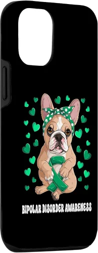 Vista 3 de Funda de concientización sobre el trastorno bipolar del guerrero superviviente de la cinta verde para iPhone 14