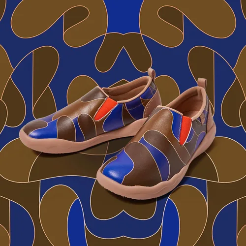 Vista 2 de UIN Zapatos para caminar para hombre sin cordones de gamuza de vaca casuales ligeros cómodos a la moda Cuenca Azul