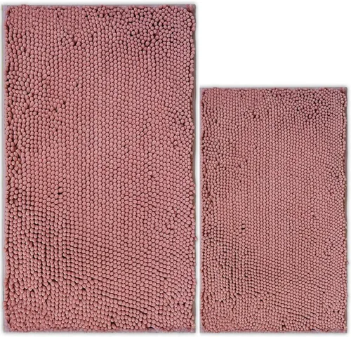 Vista 19 de Juego de 2 tapetes de baño de chenilla, superabsorbentes, con fuerte respaldo antideslizante de PVC, tapetes de baño para baño, peludos