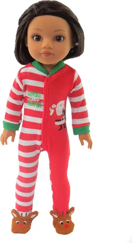 Vista 3 de American Fashion World Santa's Little Helper Onesie para muñecas de 14 pulgadas Calidad premium y diseño moderno Ropa de muñecas para marcas