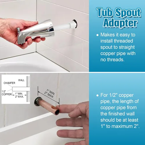 Vista 4 de Dreyoo Adaptador de boquilla de bañera cuatro en uno, adaptador de grifo de bañera roscado para cobre