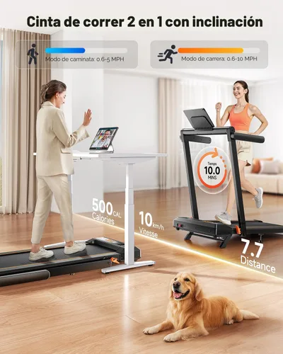 Vista 3 de Cinta de correr plegable con inclinación automática del 15% y barra de Negro naranja