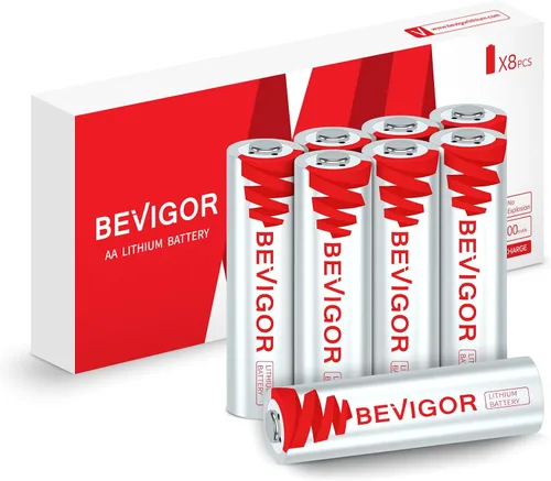 Vista 17 de BEVIGOR Paquete de 4 baterías AA de litio de larga duración, 1.5 V, 3000 mAh, baterías de litio de 20 años de vida útil, no recargables