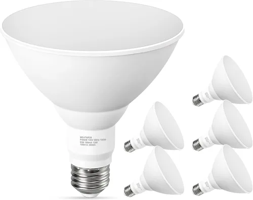Vista 11 de GvvooHome - Bombillas LED de inundación PAR38 para exterior, equivalente a 100 W, 1050 lm, 5000 K, luz blanca de día, 13 W, intensidad regulable
