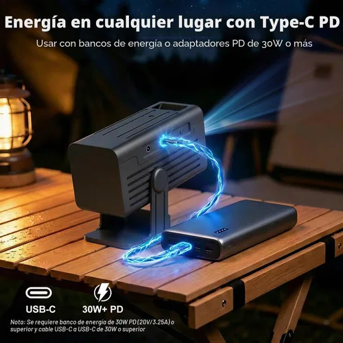 Vista 7 de Mini proyector, proyector portátil compatible con 4K, proyector de películas para exteriores Full HD 1080P con WiFi6 y Bluetooth