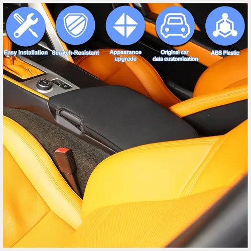 Vista 3 de Funda de consola central para Chevrolet Corvette C7 2014-2019, accesorios para tapas de reposabrazos, funda para reposabrazos de automóvil