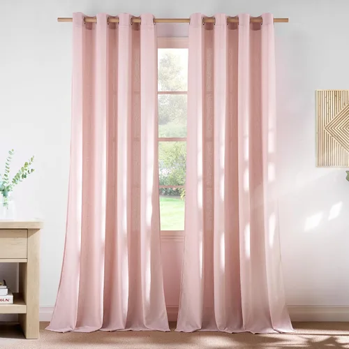 Vista 119 de NICETOWN - Cortinas de lino angora para ventana de cocina sobre el fregadero, con ojales, lino grueso angora, tratamientos cortos para ventanas