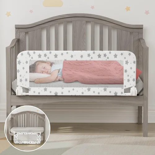Vista 8 de NUTIKAS Protector de barandilla de cuna para niños pequeños - 35.4" Barandillas de cama para niños pequeños convertibles con protector lateral