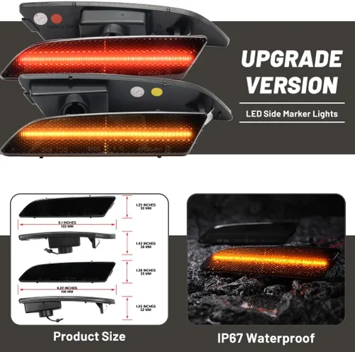 Vista 5 de Luces LED laterales para Chrysler Crossfire 2004 2005 2006 2007 2008 Chrysler Crossfire delanteros ámbar/traseros rojos marcadores LED Park Running