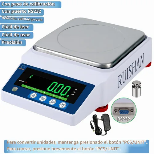 Vista 2 de Báscula Científica de Precisión de Laboratorio RUISHAN 1000g x 0.01g g/lb/oz/ct Escala de 0.01 Gramo, Báscula de Laboratorio, Báscula