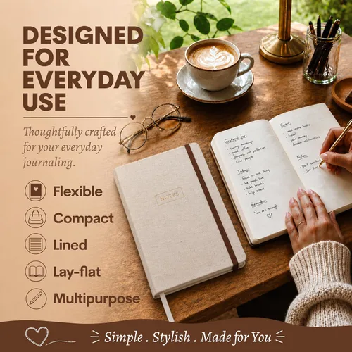 Vista 2 de WORLD TRAVELER Eccolo Medium Lined Journal Notebook, A5 Writing Journal, 256 Ruled Ivory Pages, Ribbon Bookmark