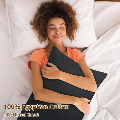 Vista 147 de Juego de 2 fundas de almohada 100% de algodón egipcio, fundas de almohada refrescantes de 400 hilos, fundas de almohada suaves y transpirables