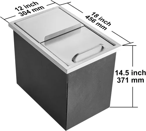 Vista 8 de Happybuy Hielera de acero inoxidable de 18 pulgadas de largo x 12 pulgadas de ancho x 14.5 pulgadas de alto, con tapa deslizante, cubo de hielo