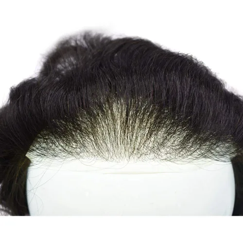 Vista 3 de Toupee para hombres Remy cabello humano invisible, línea capilar para hombres, postizo, piel ultra fina, 0.002 in, tupé para hombres, sistema