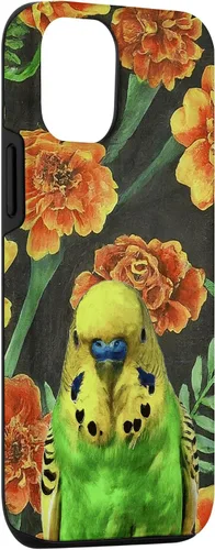 Vista 3 de Funda con patrón de flores vintage para iPhone 15 Budgie Orange Yellow Marigolds