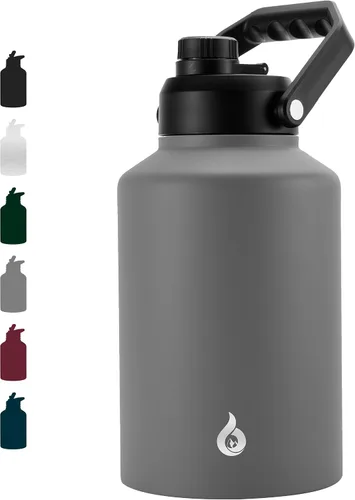 Vista 36 de BJPKPK Botella de agua aislada de un galón (128 onzas), de acero inoxidable, apta para lavavajillas, jarra sin BPA con mango ergonómico y parte