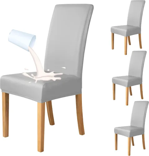 Vista 8 de Deisy Dee Fundas de cuero impermeables para sillas de comedor Parson (4, negro)
