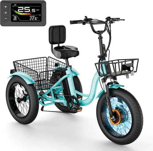 Vista 10 de NAIZEA Electric Tricycle Adult Electric Bicycles,Electric Trike,3 Wheel Electric Bike Ebike E Bicycle with Removable Battery, Motorized Trike with