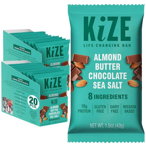Vista 16 de KiZE Energy Bars - Barras energéticas de reemplazo de comidas con alto contenido de proteínas, a base de mantequilla de almendras, sin gluten, sin