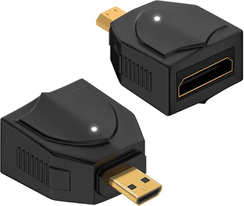 Vista 10 de Duttek Adaptador Mini HDMI de 180 grados 8K @60Hz, 48Gbps, en forma de U, adaptador extensor en ángulo mini HDMI en ángulo macho a hembra, luz LED