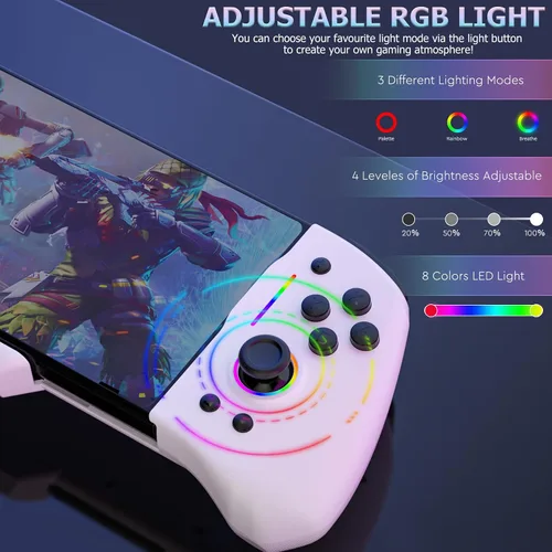 Vista 2 de arVin SwitchSwitch OLED Controller for Handheld Mode, One-Piece Wired Joypad Replacement Controller for Nintendo Switch with 8-Colors Adjustable LED