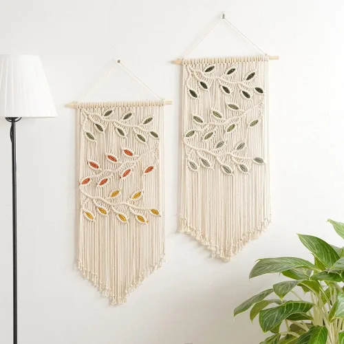 Vista 7 de BMIDRUT Tapiz colgante de macramé, tejido a mano, atrapasueños, decoración de pared para el hogar, frontón de 16 x 30 pulgadas