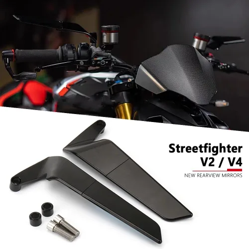 Vista 3 de Espejos retrovisores universales para motocicleta, montaje en manillar para Ducati Streetfighter V4 S V4S STREETFIGHTER V2 motocicleta espejos