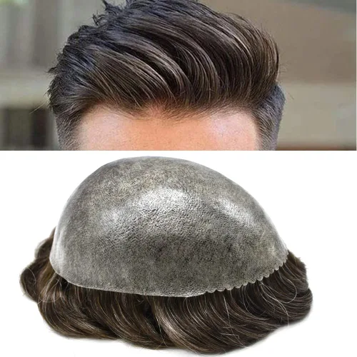Vista 85 de Extensiones de pelo y tupés para hombre, sistema de cabello humano de poliéster completo para hombre, postizo de repuesto para hombre, protesis