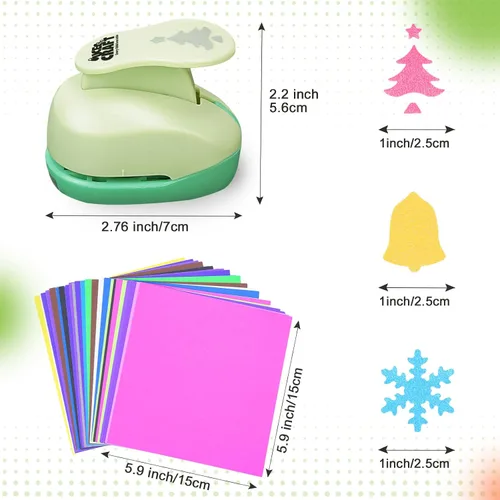 Vista 5 de UCEC Perforadora de agujeros de 1 pulgada para manualidades, diseños de copos de nieve y campanas navideñas, 30 piezas, perforadora