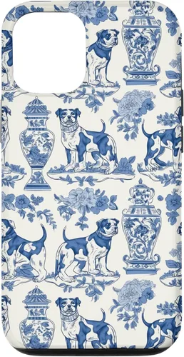 Vista 28 de Chinoiserie Dog Blue Toile Ginger Preppy Grandmillennial - Carcasa para iPhone 16