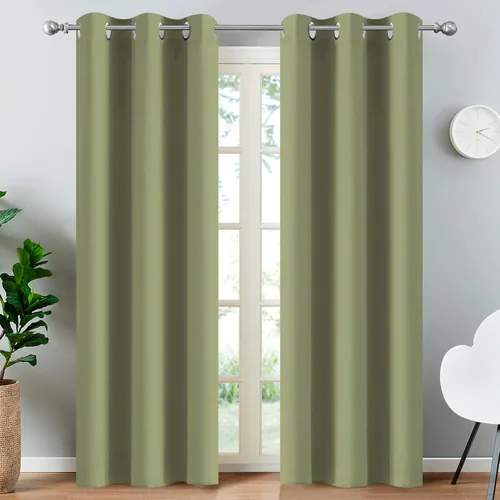 Vista 101 de Yakamok Cortinas opacas para dormitorio, aislamiento térmico, cortinas de oscurecimiento de habitación para sala de estar, juego de 2 paneles