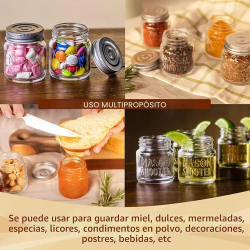 Vista 8 de Hayley Cherie - Frascos de vidrio pequeños con tapa, frascos pequeños para tragos, de 2 onzas, 8