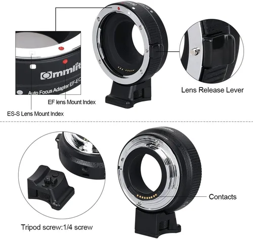 Vista 3 de Commlite CM-EF-EOS M Adaptador de montaje de lente de enfoque automático para lente EF/EF-S a Canon EOS M (montaje EF-M) Anillo convertidor de lente