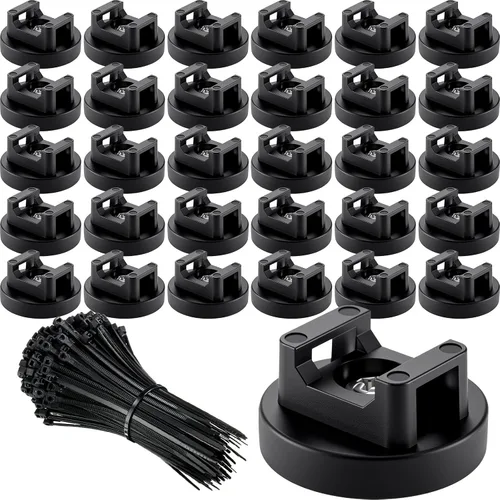 Vista 15 de Yookeer 120 piezas de soporte magnético para cables, multiusos, bases magnéticas de gestión de cables con cremallera resistente, montaje de bridas