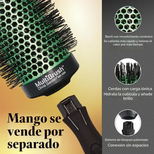 Vista 4 de Olivia Garden MultiBrush - Cepillo térmico desmontable no eléctrico con barril de cerámica