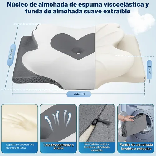 Vista 2 de CushZone Almohada cervical para el cuello, almohadas de espuma viscoelástica para dormir, almohada de hombro para personas que duermen de lado