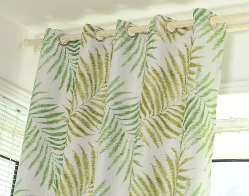 Vista 5 de MYRU Cortinas absolutamente opacas para dormitorio, palmera, 2 capas forradas con hojas tropicales para sala de estar, 1 par, 39 pulgadas de ancho x
