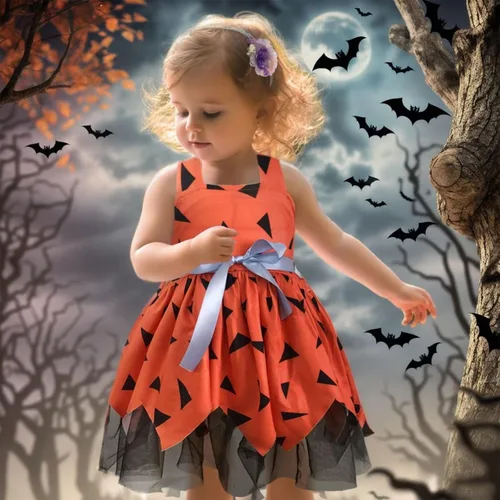 Vista 3 de Disfraces de Halloween para niña pequeña, fiesta de cumpleaños, fiesta, sesión de fotos, guijarros, malla de tul, traje de princesa