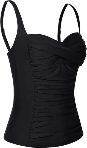 Vista 3 de Hilor Women's Ruched Front Twist Tankini Tops Tummy Control Swimsuits Bathing Suits Retro Swim Tops