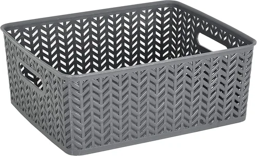 Vista 14 de Simplify Paquete de 3 cestas de almacenamiento pequeñas en espiga, dimensiones: 10 x 8 x 4 pulgadas, diseño de espiga, peso ligero, ideal para baño