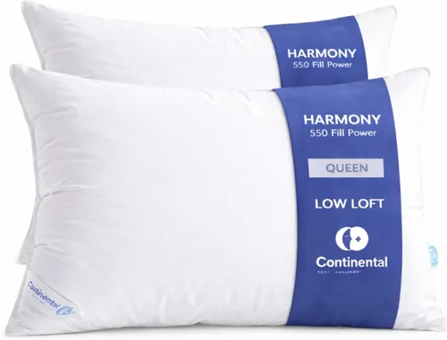 Vista 12 de Continental Bedding Harmony White Goose Down Pillow 550 Fill Power Medium Loft 100% algodón 300 hilos Shell tamaño estándar 1 paquete fabricado