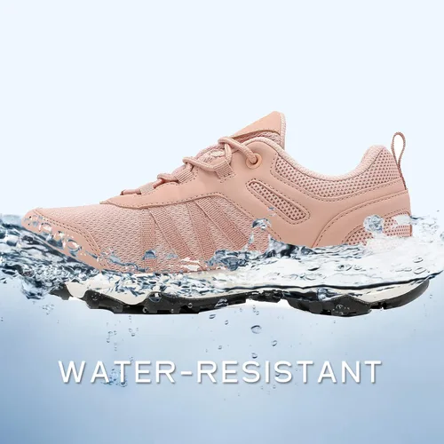 Vista 3 de COTTIMO Zapatos de senderismo para mujer, antideslizantes, zapatos impermeables para mujer, zapatos de trabajo al aire libre, con cordones, ligeros