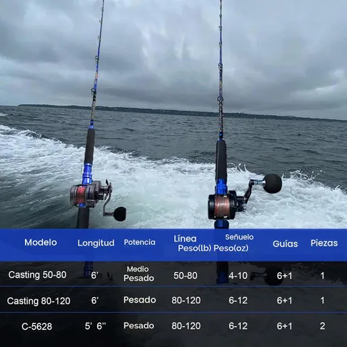 Vista 7 de Fiblink Plantilla de grafito de agua salada Jigging Caña de pescar de caña de pescar Deep Sea Jig Pole 5'6"/6