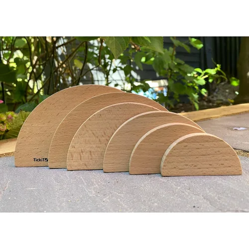 Vista 4 de TickiT Natural Architect Paneles - Arcos - Juego de 6 - Bloques apilables para mayores de 1 años - Juguetes abiertos
