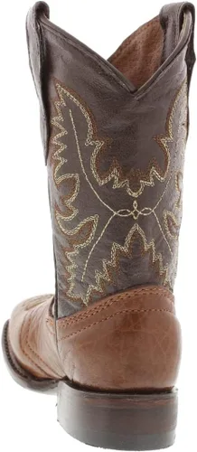 Vista 6 de Kids Grizzly Honey Brown Western Cowboy Boots Leather Solid Square Toe Botas